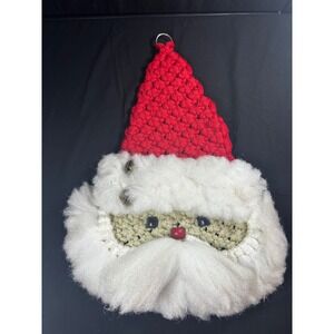 Handmade macramé Santa Claus Face Christmas Ornament Wall‎ Hanging Decor